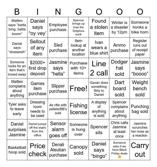 Black Friday Bingo Card