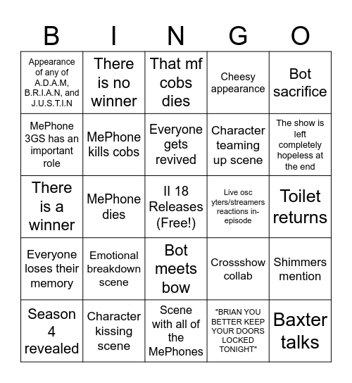 II2 18 Bingo Card