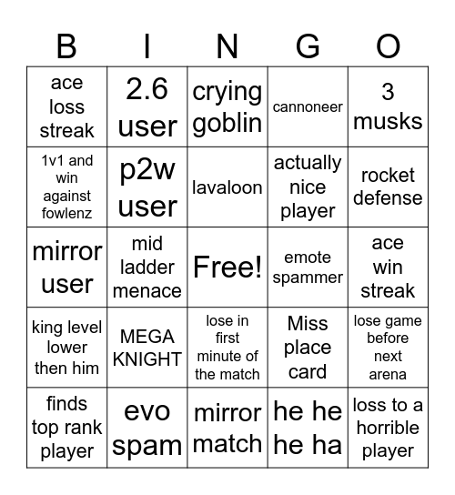 Bruce clash bingo Card