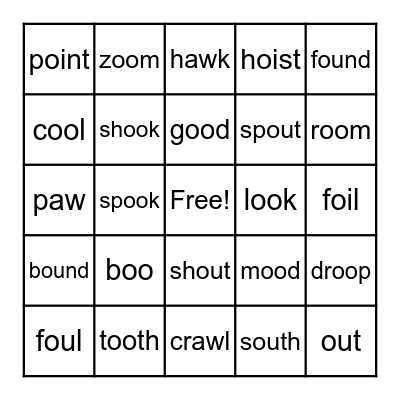 TRICKY WORD BINGO Card