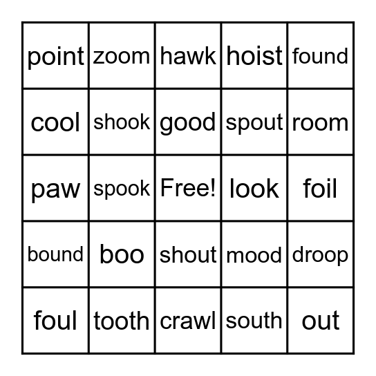 TRICKY WORD BINGO Card