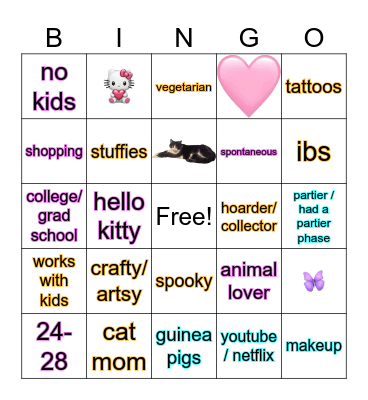 pen pal bingo Card