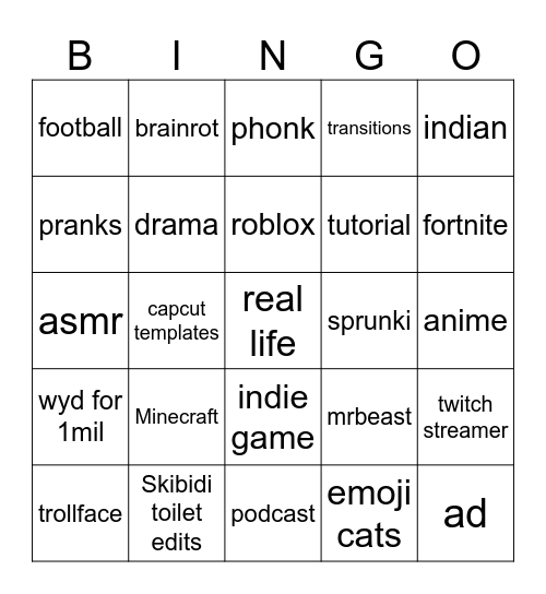 Untitled Bingo Card