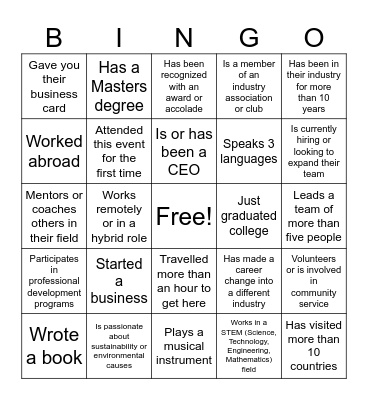 find someone who Bingo Card