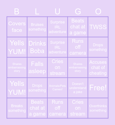 Blu's Anniversary Stream Bingo Card