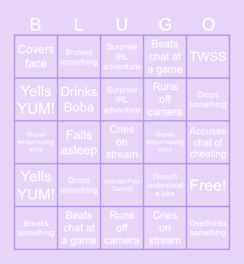 Blu's Anniversary Stream Bingo Card