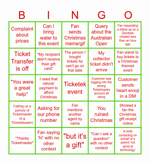 Social Media Grinch Bingo Card