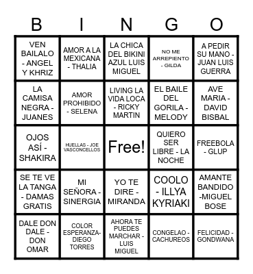 BINGO MUSICAL Bingo Card