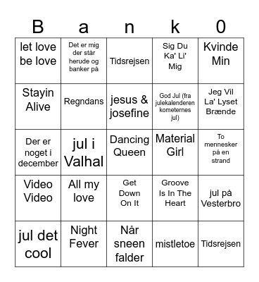 Musik Banko Bingo Card