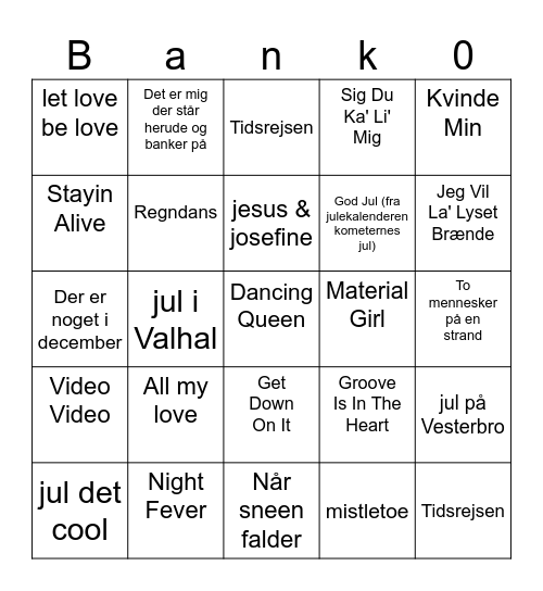 Musik Banko Bingo Card