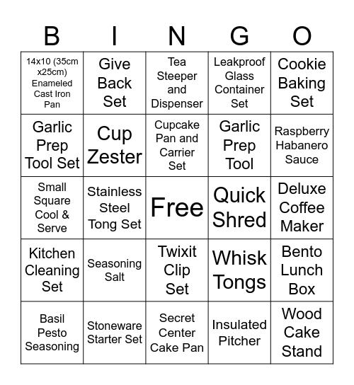 Pampered Chef/Toys for Tots Bingo - 2024 Bingo Card