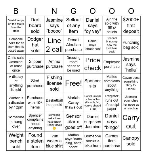 Black Friday Bingo Card