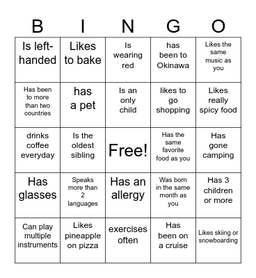 Icebreaker Bingo: Find Someone Who Bingo Card