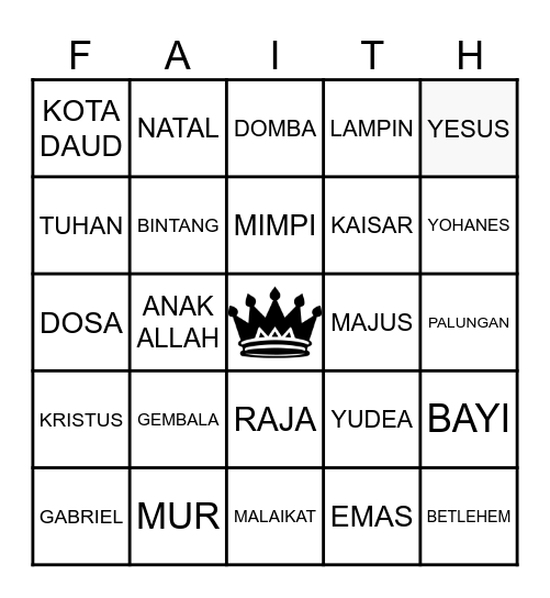 PAHLAWAN IMAN Bingo Card