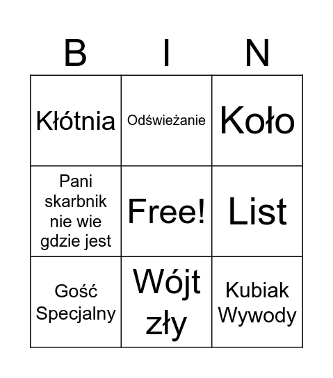 Sesja Bingo Card