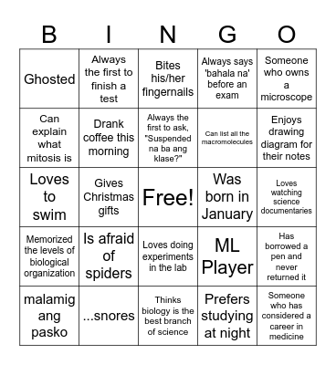 People Bingo Card