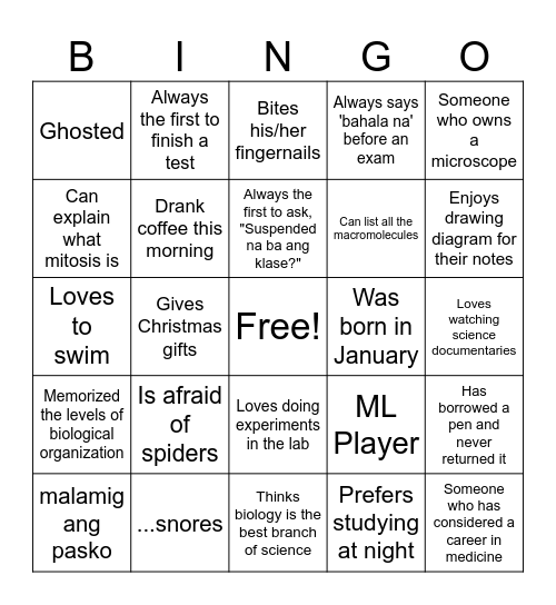 People Bingo Card