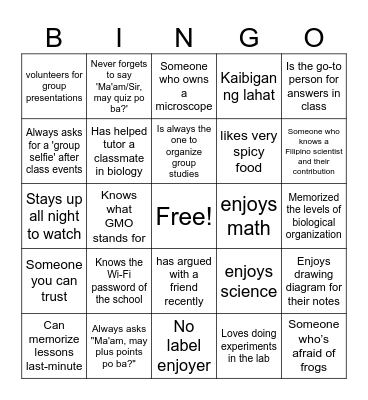 People Bingo Card