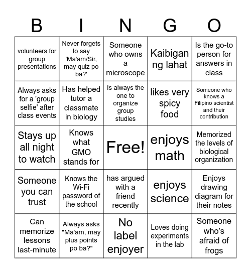 People Bingo Card