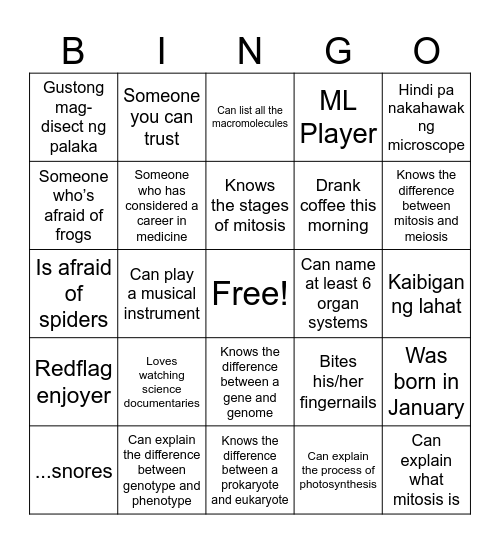 People Bingo Card