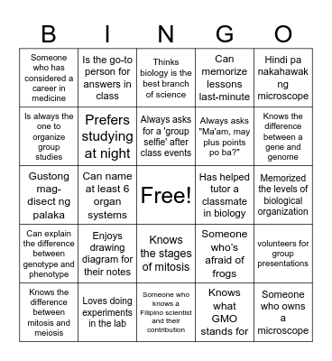 People Bingo Card