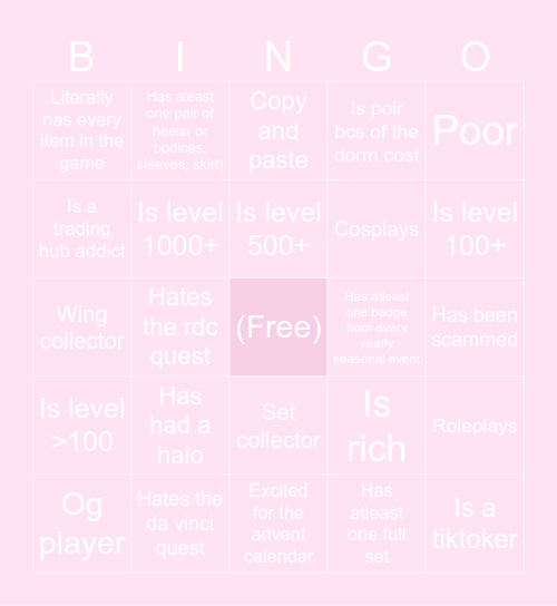 👑Royale High bingo👑 Bingo Card