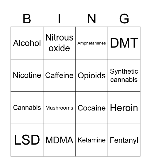 AOD Bingo Card