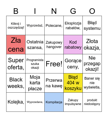Black Friday Bingo Card