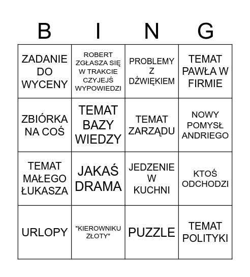 daily Bingo Card