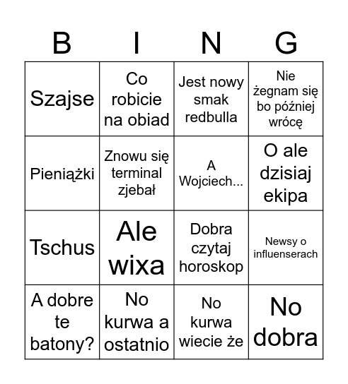 Wiktoria bingo Card