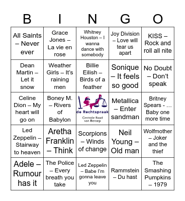 Muziekbingo Te Rade 2024 Bingo Card