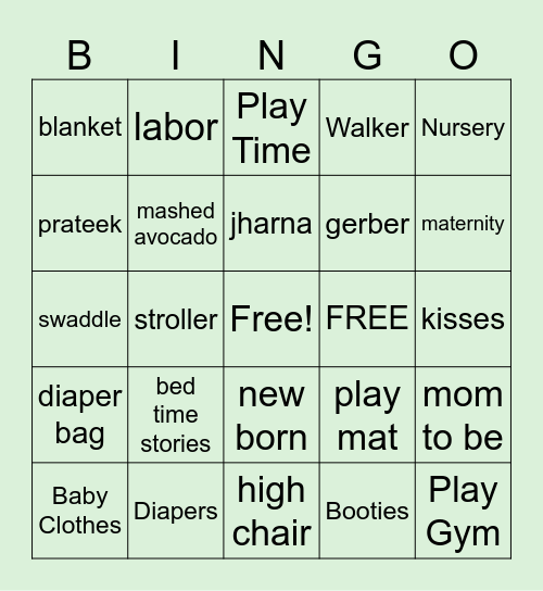 BABY JP Bingo Card