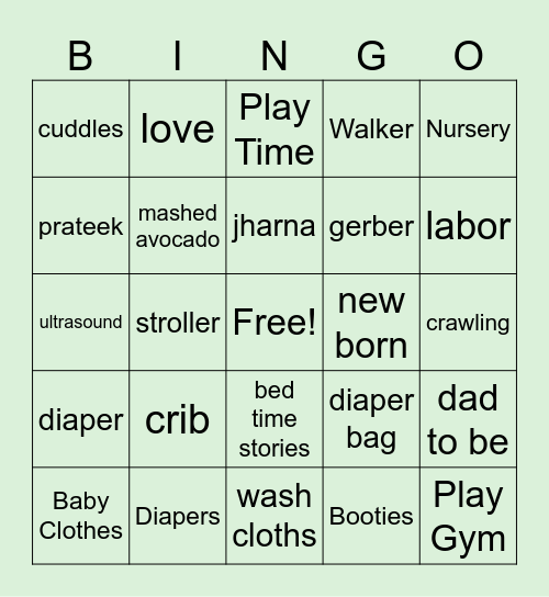 BABY JP Bingo Card