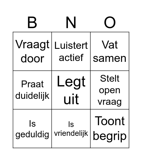 In gesprek Bingo Card