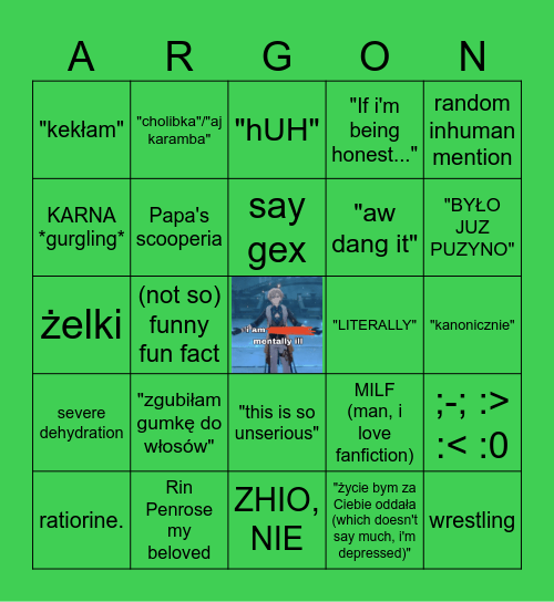 argon daily bingo Card