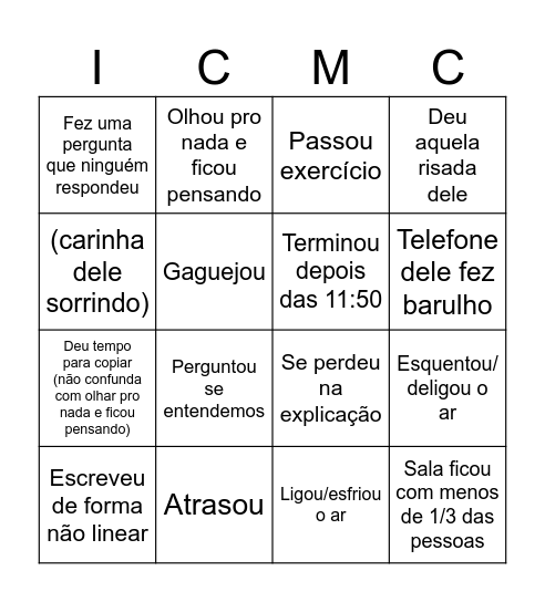 Aquele bingo Card