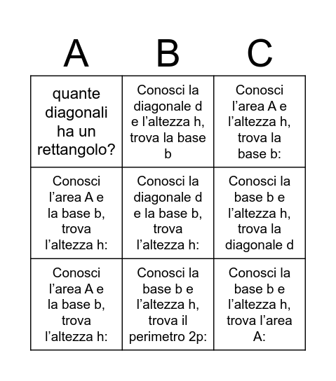 bingo dei RETTANGOLI Bingo Card