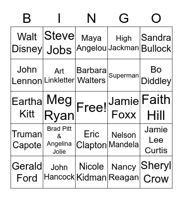 Famous Adoptive Families Bingo Card