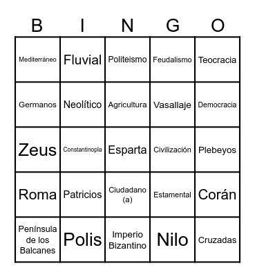 Bingo Histórico Bingo Card