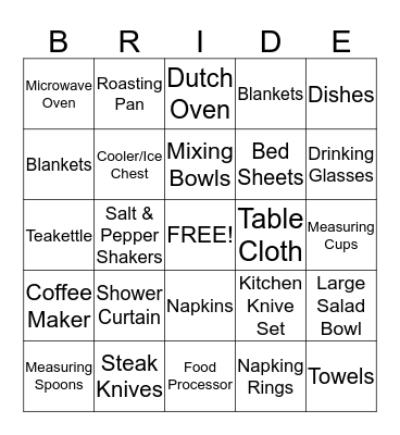 Wedding BingoUntitled Bingo Card