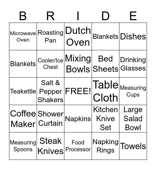 Wedding BingoUntitled Bingo Card