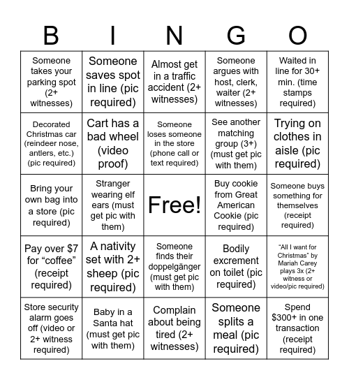 Black Friday Bingo Card