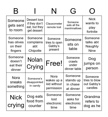 Parker House Bingo Card