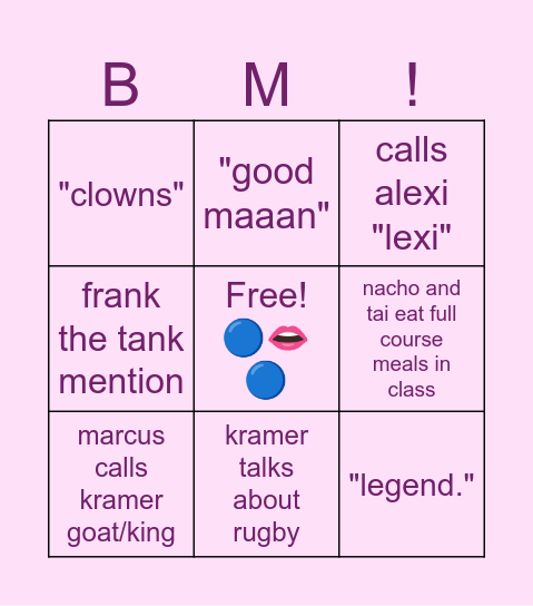 What the H Block BM? Bingo Card