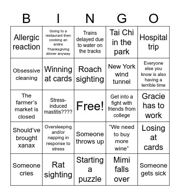 Thanksgiving in NYC Bingo Card