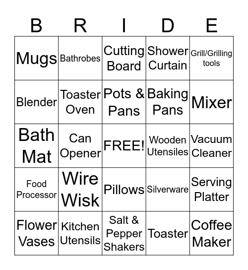 Wedding bingo Card