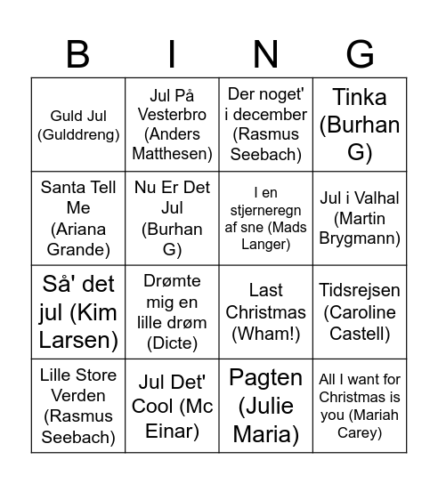 Christmas bingo Card