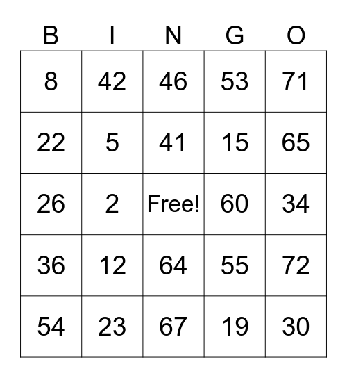 Thanksgiving Bingo Card