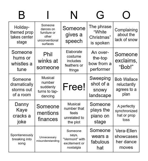 White Christmas Bingo Card