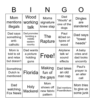 VanSant Thanksgiving Bingo Card